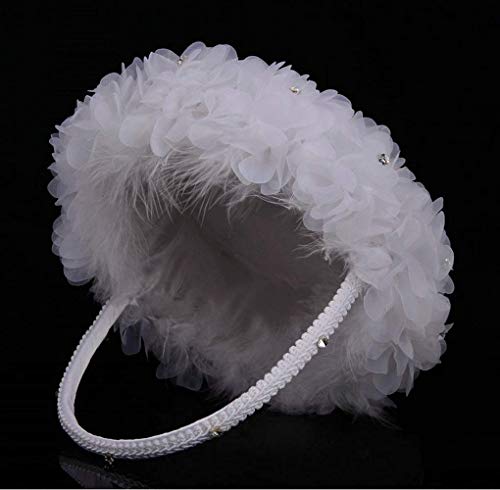 Buart Wedding Flower Girl Basket With Ostrich Fluff And Lace Flowers,9 Inch By 9.5 Inch #TOP1