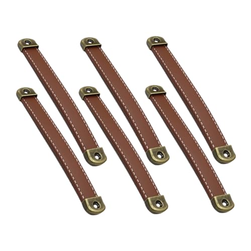 SOLUSTRE 6個レザー製引き出し取っ手 ジンコウ合ベース ドレッサーキャビネット用ハンドル 食器棚ワードローブ収納家具対応