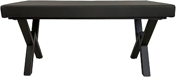 Backless Bank Puff Bench Black Leather