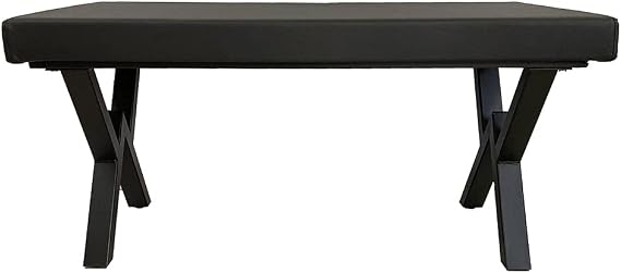 Backless Bank Puff Bench Black Leather