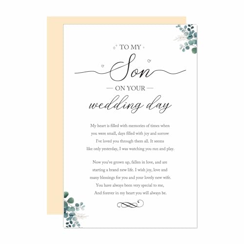 Ure Tenk To My Son on Your Wedding Day Poem, Groom Gift From Parents, Son Wedding Day Sentimental Gift