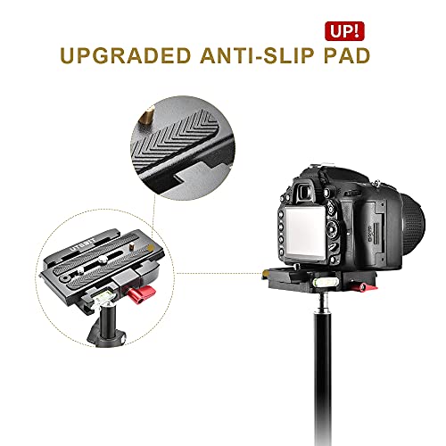 Utebit P200 Quick Release Plate - Aluminum Alloy Camera Tripod Base Plate With 1/4" And 3/8" Screw Hole Compatible With 557 500 701 Ball Head Quick Release Manfrotto 500Ah/501/502 Individual Bottom #TOP4