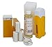 Epilwax Completa Kit Depilazione con Cera de miel - Incluye 4 Cartuchos de Cera Roll On Recambiables, Calentador De Cera Roll On, 100 Tiras y Aceite de Depilación
