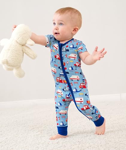 Footless One-Piece Pajamas Baby Boy Zipper Short Sleeve Baby Romper, Viscose Made from Bamboo2