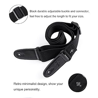 Wepop Sangle de Guitare Noir Ajustable Coton Tissé Avec Extrémités en Cuir Pu, Accessoires pour Guitare Acoustique Basse… - Les Beatles, Paul McCartney, John Lennon, RIngo Starr, George Harrison Wepop Sangle de Guitare Noir Ajustable Coton Tissé Avec Extrémités en Cuir Pu, Accessoires pour Guitare Acoustique Basse… – Image 5