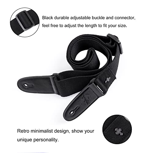 Wepop Sangle de Guitare Noir Ajustable Coton Tissé Avec Extrémités en Cuir Pu, Accessoires pour Guitare Acoustique Basse… - Les Beatles, Paul McCartney, John Lennon, RIngo Starr, George Harrison Wepop Sangle de Guitare Noir Ajustable Coton Tissé Avec Extrémités en Cuir Pu, Accessoires pour Guitare Acoustique Basse… – Image 6