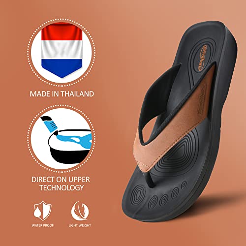 Image of AEROTHOTIC Comfy Arch Support flip flops for women Split Toe Stylish Cushioned Strap with non-slip footbed Walking Dressy Sandals Indoor and Outdoor
