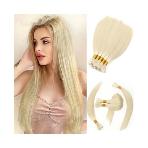 Extensiones de cabello humano trenzado liso de 18 pulgadas a granel