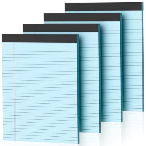4 Pack Blue Legal Pads 8.5 x 11 Blue Note Pads 8.5 x 11 Notepad 8.5 x 11 Micro Perforated Writing...