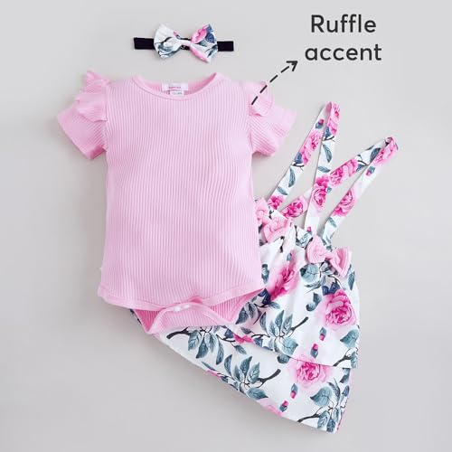 Image of Hopscotch Girls 2-Pc Rose Ruffle Onesies & Skirt in Peach Color