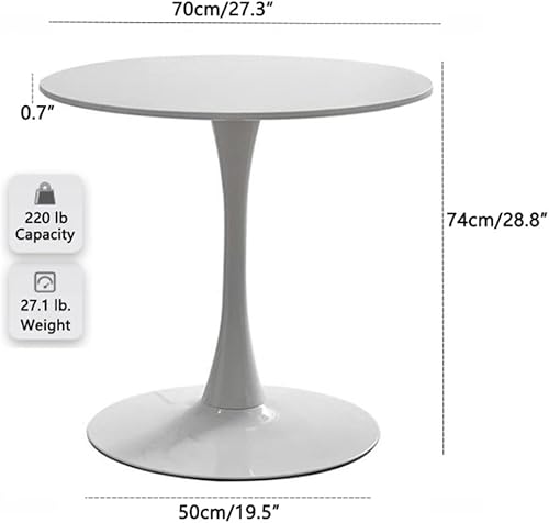 Miniatura 2 de Mesa de comedor de tulipán de 27.3 pulgadas, color blanco, perfecta para 2-4 personas, estilo moderno de mediados de siglo, parte superior redonda