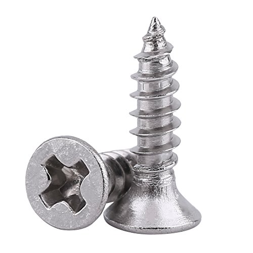 200pcs Screws， 304 Stainless Steel Truss Head Self， Sharpness Threads Screws， Ideal for Use in Confined Areas Where The Head Needs to Be Flush (Flat Head Self-Tapping Screws)