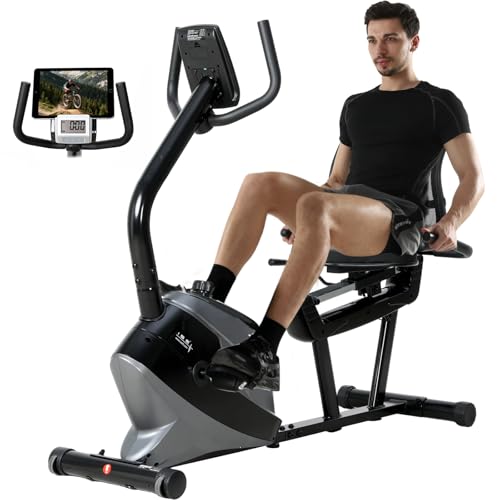 ISE Vélo d appartement Semi Allongé Magnétique 8 Niveaux Résistance, Velo d appartement Dossier Réglable Ergonomie,...