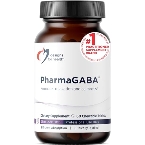 Designs for Health PharmaGABA Chewable Supplement - 200mg Bioavailable GABA Supplement for Stress Mood Immune Health & Sleep Support - Vegan Gluten Free & Non-GMO (60 Tablets)