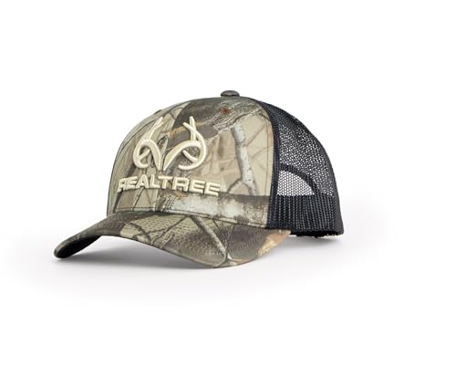 Realtree Mens Camo Mesh Back Hat with 3D Embroidered Antler Logo Hats - Premium 6 Panel Caps for Hunting Fishing Hiking and Outdoors