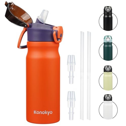 Image of Konokyo 18 oz Insulated Stainless Steel Sports Water Bottle with Straw Lid