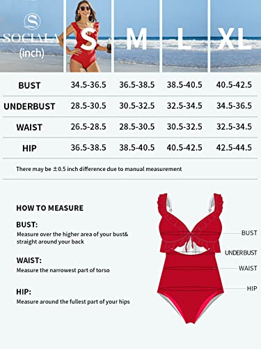 Sociala Womens Ruffle Cut Out One Piece Swimsuits Strappy Monokinis Swimwear Bathing Suits Small Black #TOP5