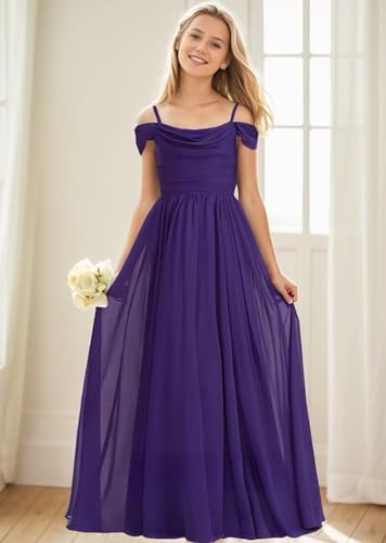 Cold Shoulder Junior Bridesmaid Dress Chiffon for Wedding Teen Girls Party Pageant Gowns2