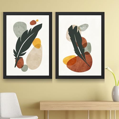 Image of CRAFT QUEST Wall Art Decor Paintings | Set of 2 BOTONICAL Wall Art Frames for Home Decoration | Ideal for Living Room, Bedroom & Office (Black, 10 X 13 Inches Each Frame)