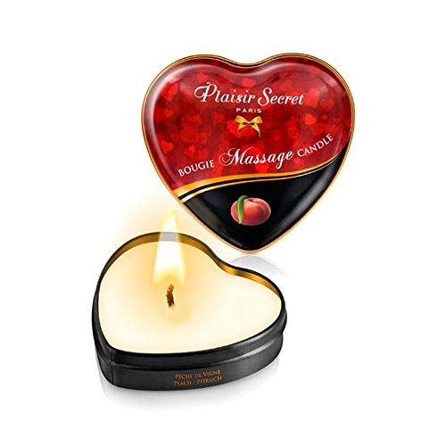 Vela Masaje Erótico Comestible y Afrodisíaca con Aroma Melocotón 35 ml. En lata con forma de corazón - Plaisirs Secrets Paris Cover