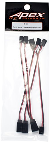 Apex Rc Products 6" / 150Mm Futaba Style Servo Extension - 5 Pack 1005 #TOP2