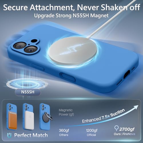 Image of FireNova Magnetic for iPhone 17 Case, Compatible with MagSafe, [Integrated Silicone Camera Control Button] [Camera Protection] Anti-Scratch Microfiber Lining Phone Case, 6.3 inch, Blue