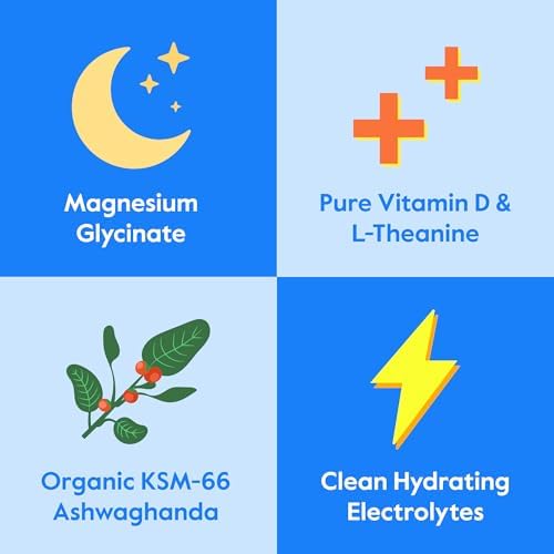 Nectar Calm Magnesium Glycinate Drink Mix - Sugar Free & Zero Calorie - with Organic Ashwagandha, Vitamin D, L-Theanine, Hydrating Electrolytes - Relax, Focus & Calm - Non-GMO (Berry 30 Sticks) - 2