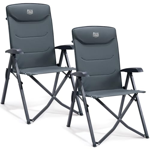 TIMBER RIDGE 2er Campingstuhl Faltbar Hohe Lehne mit 4 Positionen verstellbar bis 150kg Klappstuhl Camping Gepolstert Gartenstuhl Angelstuhl mit Tasche für Garten Balkon Wohnmobil