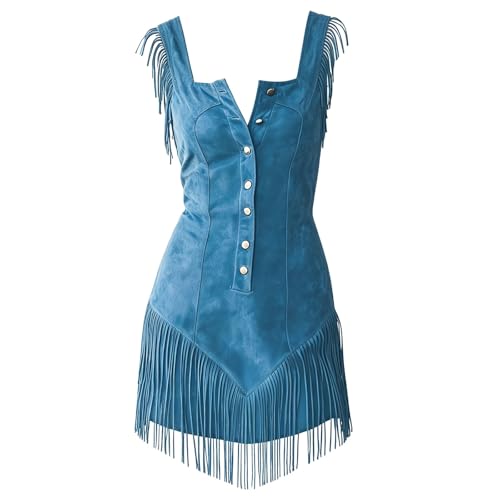 Robe à franges en daim pour look boho western chic et soirée hippie