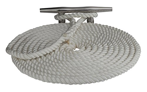 Sea Dog 301110050WH-1 3/8-Inch Twisted Nylon Dock Line, 50-F...