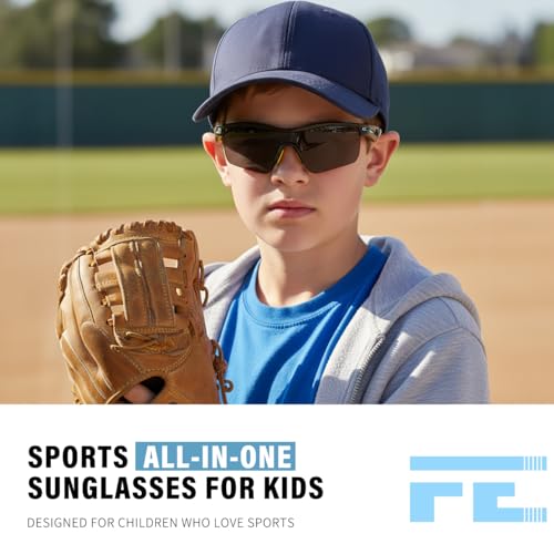 Image of FEISEDY Kids Polarized Sports Sunglasses, TR90 UV400 Baseball Cycling