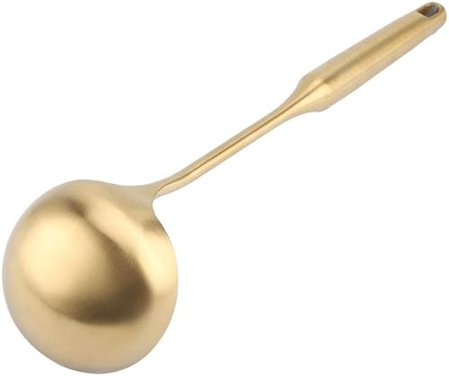 Miniatura 8 de Cucharón dorado, cuchara de sopa de acero inoxidable, espátula de cocina grande, herramienta de cocina para salsa de chile, aderezo de ensalada,