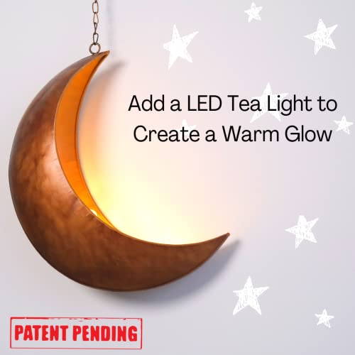 Hanging Moon Planter For Moon Room Decor – Bedroom, Bathroom,Nursery -Great For Succulents,Air Plant,Mini Cactus,Faux,Artificial Plants-12” Boho Rustic Metal Planters,Gifts For Women,Teens,Birthdays #TOP5