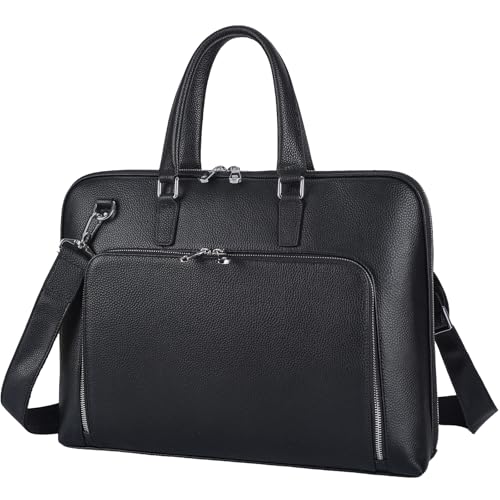 Masa Kawa Slim Black Leather Briefcase