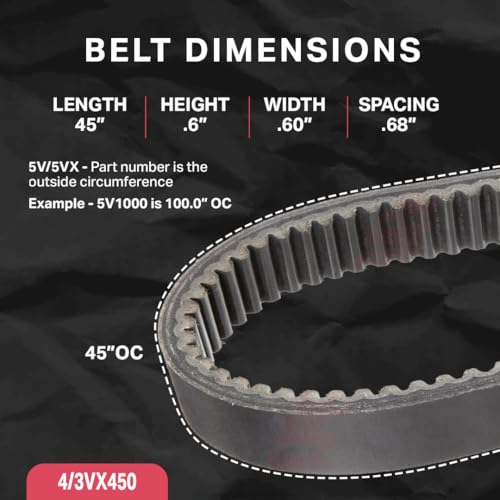 Image of BESTORQ 4 /3VX450 Rubber V-Belt, Banded /Cogged, Black, 45 inch Length x 1.624 inch Width x 0.41 inch Height