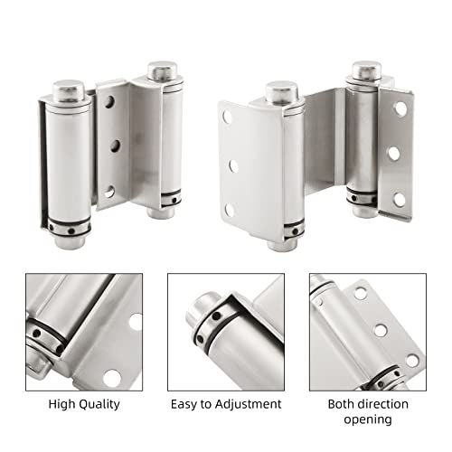 HOME MASTER HARDWARE 3" Double Action Spring Door Hinge, Self Closing Door Swing Hinge with Screws for Saloon Bar Pub, Swinging Cafe Doors, Satin Nickel Finish, 2 Pack by HOME MASTER HARDWARE - Image 3