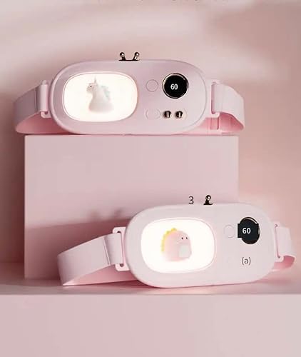 Portable Cordless Heating Pad, Electric Waist Belt Device, Fast Heating Pad, 3 Heat Level & 3 Vibration Settings. Period Cramps Relief, Menstrual Heating Pad| for Women and Girl (Pink Unicorn)