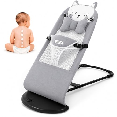 Image of SHIPHAPPENS Ergonomic Natural Baby Bouncer Rocking Chair with Multi-Position Recline | Portable Foldable Infant Seat with Safety Harness & Toy Bar | Suitable for Newborn to 12 Months.