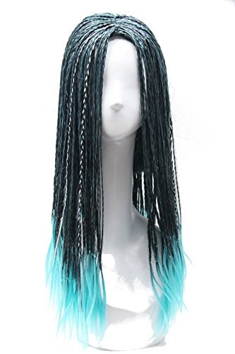 Soul Wigs:Halloween Wig Long Braided Cosplay Wig Black and Blue Ombre wig for kids