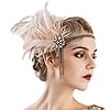IYOU 1920s Plume Flapper Coiffeuse Rose Cristal Gatsby Bandeau Prom Mariage Accessoires de Cheveux pour Femmes #1