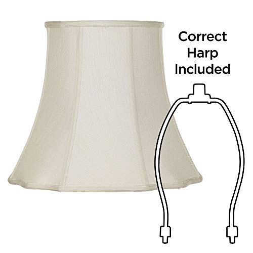 Creme Large Bell Cut Corner Lamp Shade (Pre-Assembled) 10" Top x 16" Bottom x 14" Slant x 13.5" High (Spider) Replacement with Harp and Finial - Springcrest