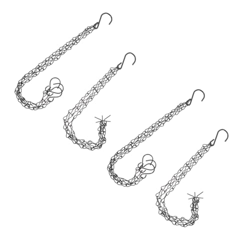 LIFKOME 4個 耐久性アイアン製ハンギングチェーン 花籠用吊り下げチェーン ブラック 室内外の観葉植物や盆栽用実用的な吊り具