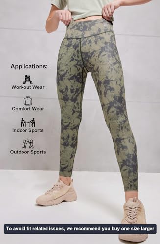 Image of TECHNOSPORT Womens Skinny Fit Activewear Tights for Running, Gym, Sports and Regular Use, Antimicrobial and Printed