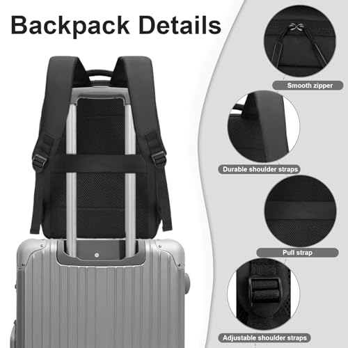 Aurivee Zaino Per Pc Portatile 16 Pollici Antifurto, Usb E Cinghia Per Trolley, Unisex Studente Viaggio, Zaino Giornaliero Insegnante Impermeabile In Nero - 4