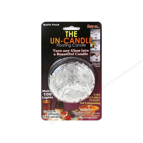 Un-Candle Floating Candles 3 Float & 100 Wicks Candle Kit (6 Pack) (Comes in a open package!)