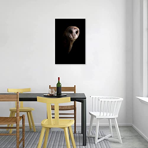 Bird Wall Art Canvas Painting Print Picture Owl In The Dark Modern Canvas Wall Decor Artwork Framed Abstract Canvas For Living Room Office Kitchen Bedroom Home Decoration 08X12Inch #TOP2