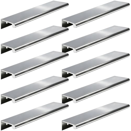 7.87 Inch Finger Pull 10Pcs, 6.3 Inch Hole Centers, Aluminum Alloy, Chrome