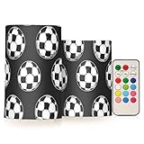 ALAZA Flickering Flameless Candles Black Soccerballs Sport Battery Operated Candles with Remote Timer LED Pillar Votive Candles Set of 2 for Holiday Decor