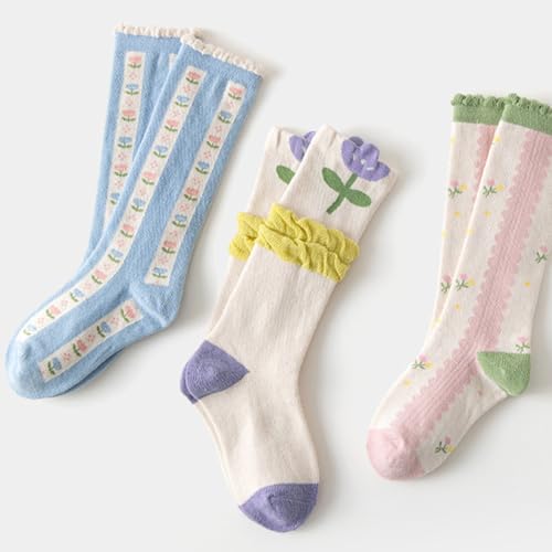 Girls Socks Cute Novelty Over the Calf Knee High Socks 3 Pairs 1-12 Years2