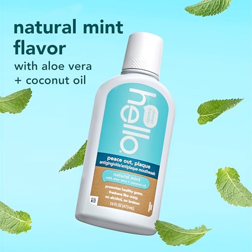 Hello Peace Out Plaque, Antigingivitis Alcohol Free Mouthwash, Natural Mint with Aloe Vera and Coconut Oil, Fluoride Free, Vegan, SLS Free and Gluten Free, 16 Ounce (Pack of 3) - Image 5